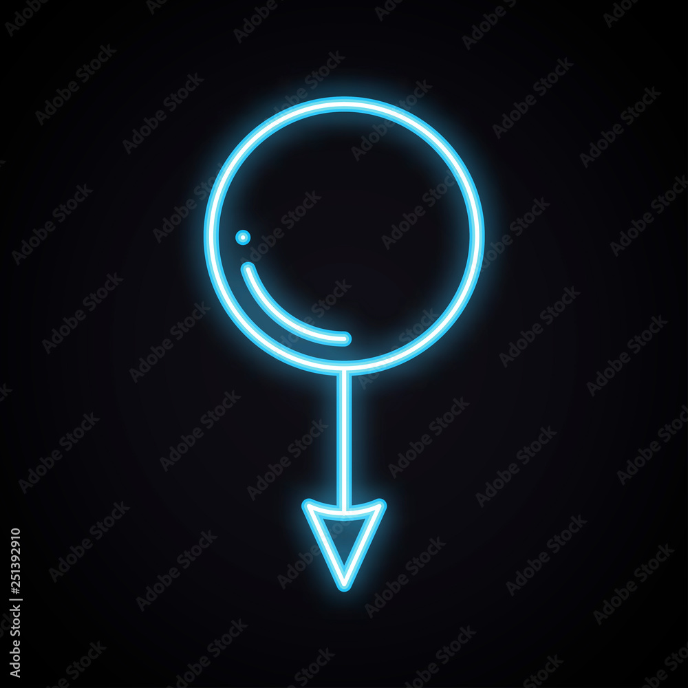 Bright neon gender men sign. Glowing blue sex symbol. Male, couple, relationship light theme. Bright neon gender men sign. Glowing blue sex symbol. Male, couple, relationship light theme.
