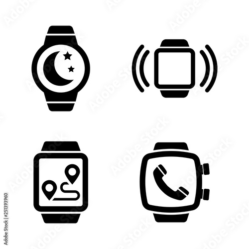 Smartwatch, Smart Clock. Simple Related Vector Icons