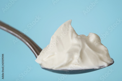 Spoon of Fresh yogurt