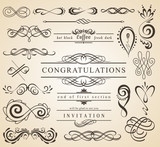 Set of Vintage Decorations Elements.Flourishes Calligraphic Ornaments and Frames with place for your text. Retro Style Design Collection for Invitations, Banners, Posters, Badges, Logotypes.