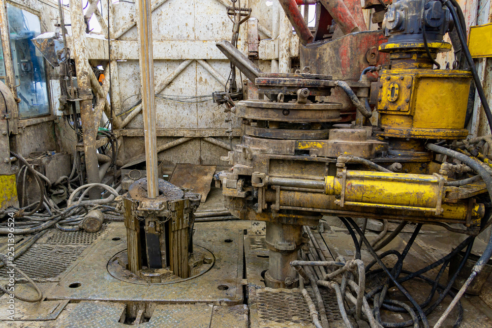Offshore oil rig worker prepare tool and equipment for perforation oil ...