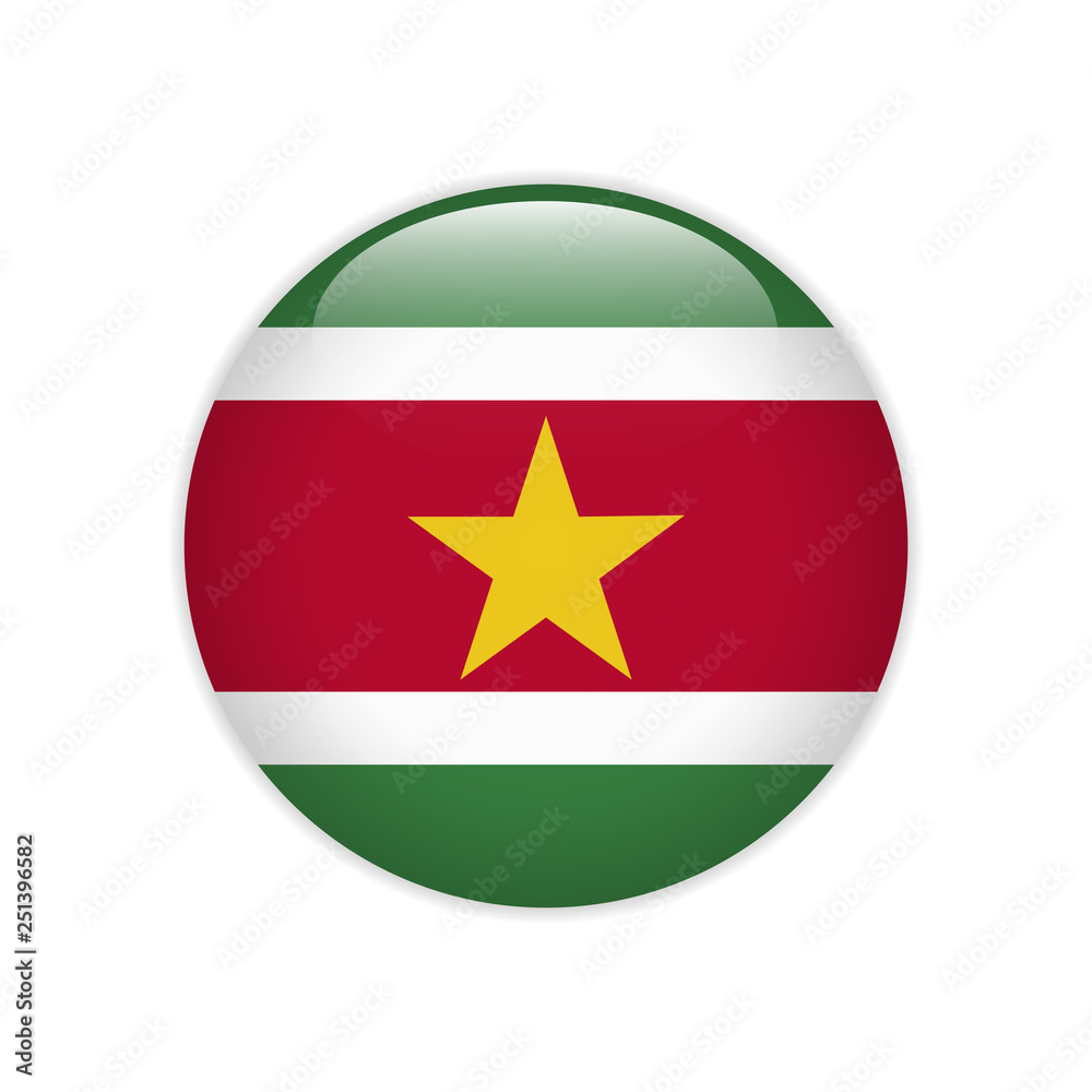 Suriname flag on button Suriname flag on button