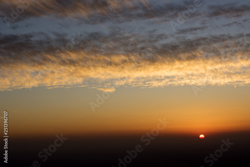 Beautiful sunset on the top of Jabel Hafeet mountain, Al Ain city, UAE. Asia. © Alena