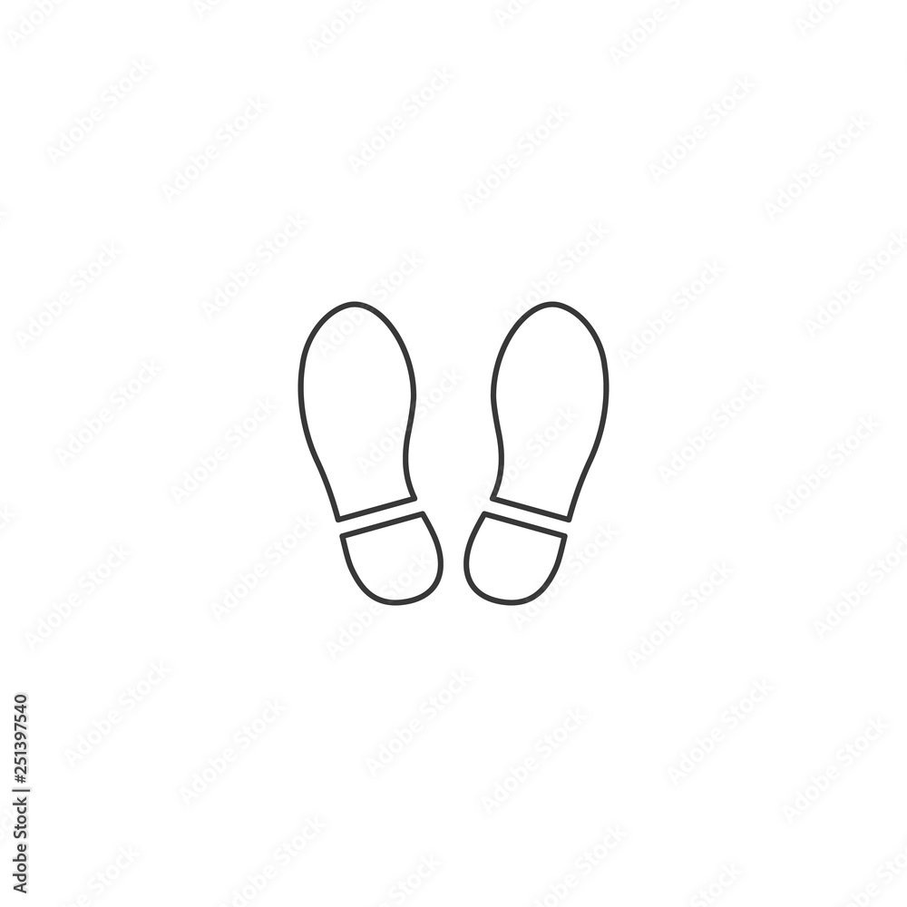 Shoe footprint icon. Vector footwears. Flat line style. Black silhouettes. Illustration isolated on white background Shoe footprint icon. Vector footwears. Flat line style. Black silhouettes. Illustration isolated on white background