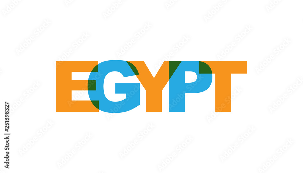 Egypt, phrase overlap color no transparency. Concept of simple text for typography poster, sticker design, apparel print, greeting card or postcard. Graphic slogan isolated on white background. Egypt, phrase overlap color no transparency. Concept of simple text for typography poster, sticker design, apparel print, greeting card or postcard. Graphic slogan isolated on white background.