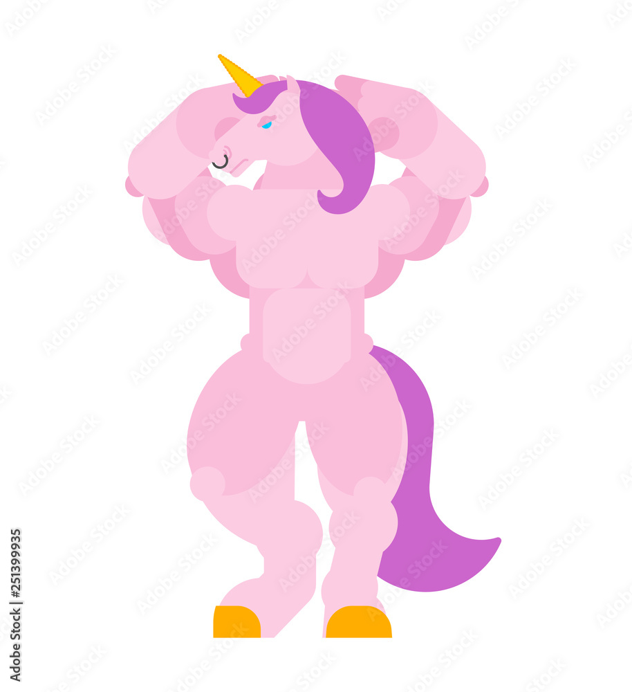 Strong Unicorn Power. Powerful Magic horse. heavy steed. Vector