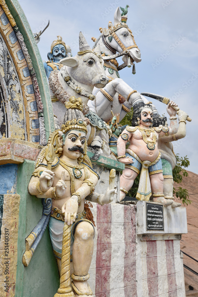 Statues de temple hindou au Tamil Nadu, Inde du Sud