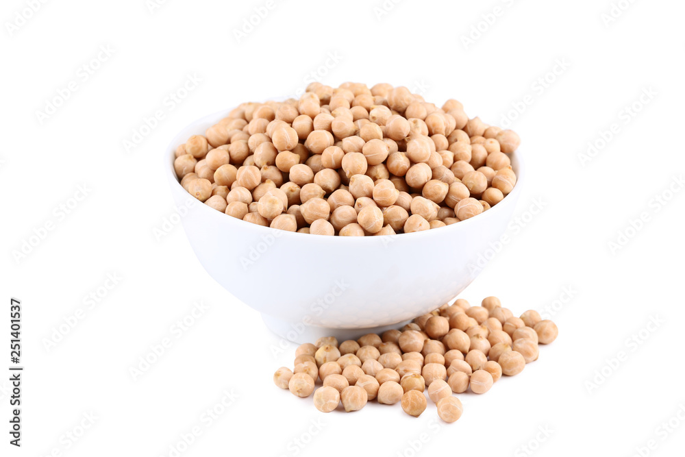 Chickpeas in bowl isolated on white background Chickpeas in bowl isolated on white background