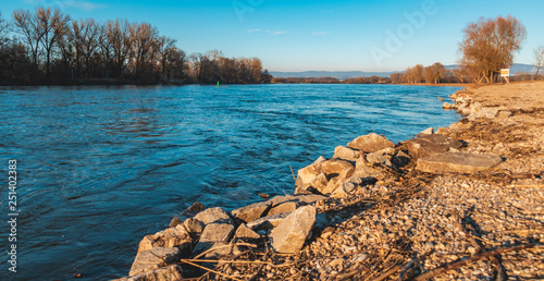 Beautiful winter sunset near Osterhofen-Danube-Bavaria-Germany photo