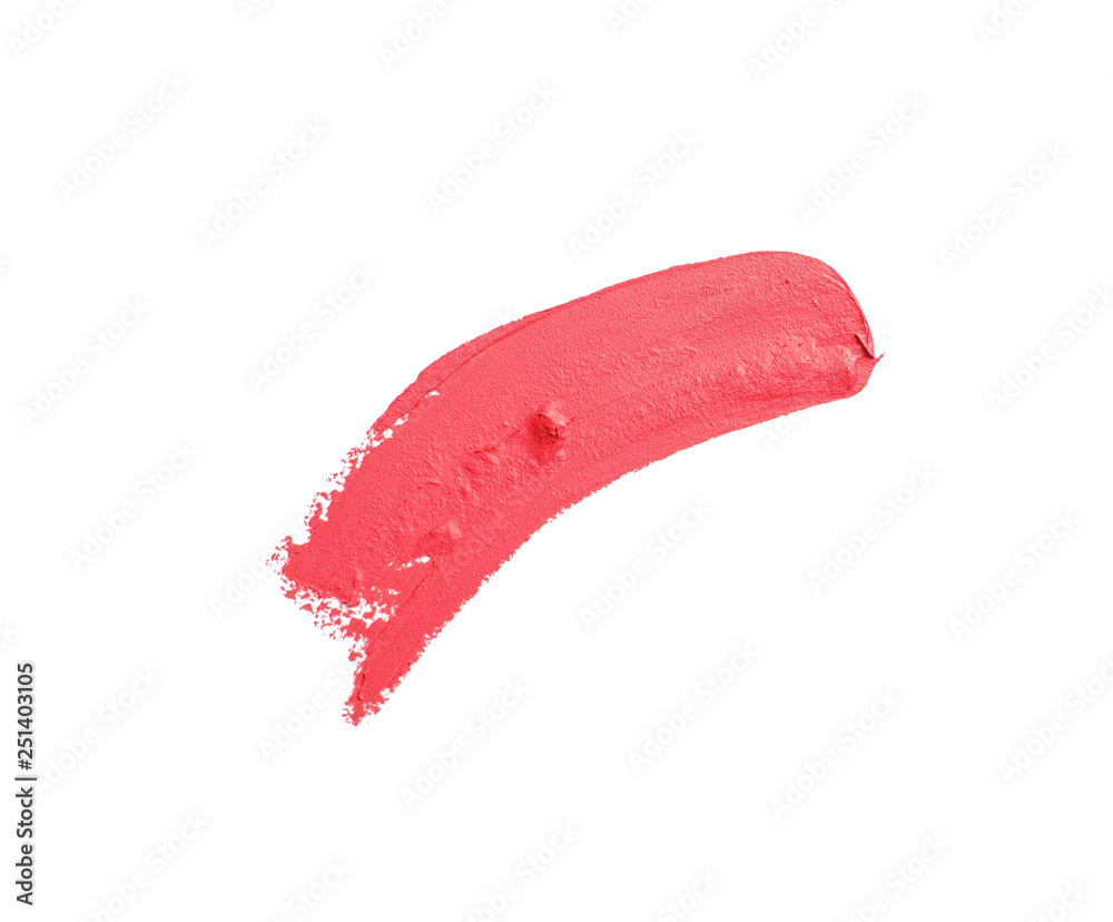 Stroke of lipstick on white background, top view Stroke of lipstick on white background, top view