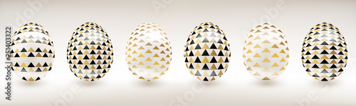 White porcelain Easter egg with gold and black decor