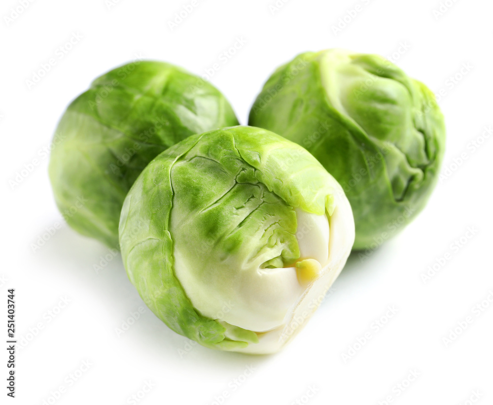 Fresh tasty Brussels sprouts on white background Fresh tasty Brussels sprouts on white background
