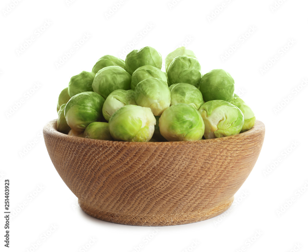 Bowl of fresh Brussels sprouts isolated on white Bowl of fresh Brussels sprouts isolated on white