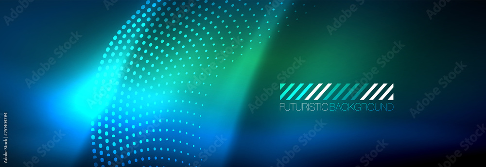 Glowing abstract wave on dark, shiny motion, magic space light. Vector techno abstract background Glowing abstract wave on dark, shiny motion, magic space light. Vector techno abstract background