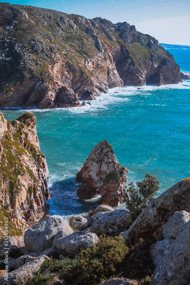 Picturesque view of rocky cliff Cabo da Roca, Portugal Picturesque view of rocky cliff Cabo da Roca, Portugal