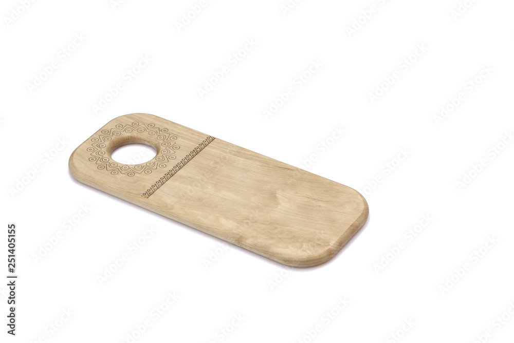 One wooden cutting Board on white background. Iisolate on white One wooden cutting Board on white background. Iisolate on white