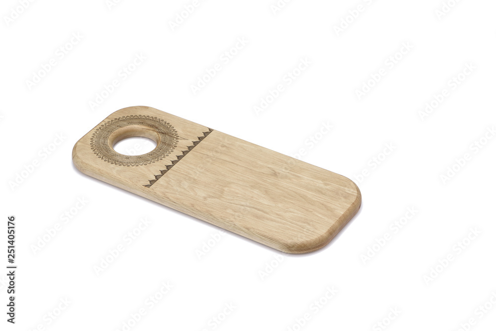 One wooden cutting Board on white background. Iisolate on white One wooden cutting Board on white background. Iisolate on white