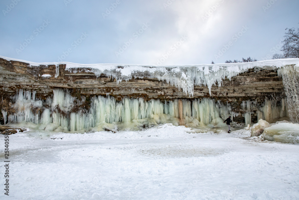frozen waterfall in Estonia