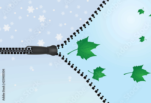 Weather change. winter to spring. vector illustration