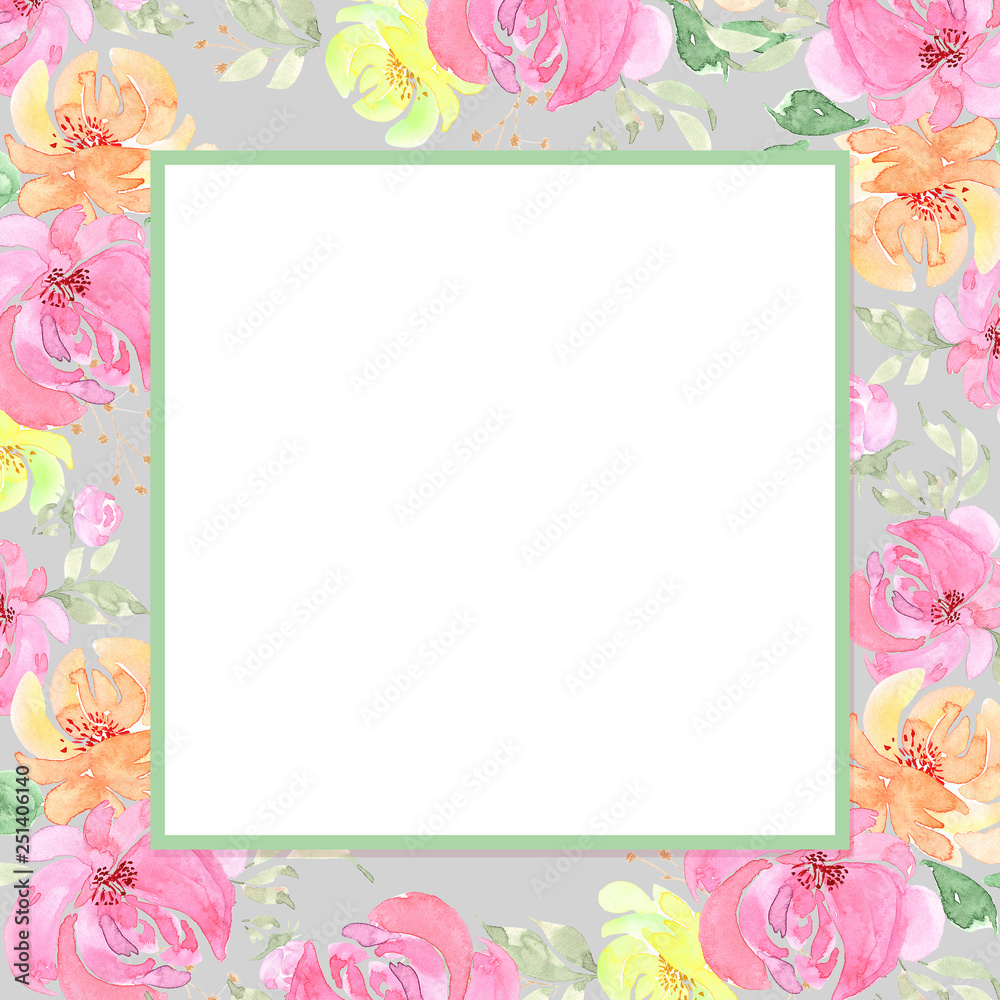 watercolor frame with roses flowers background watercolor frame with roses flowers background