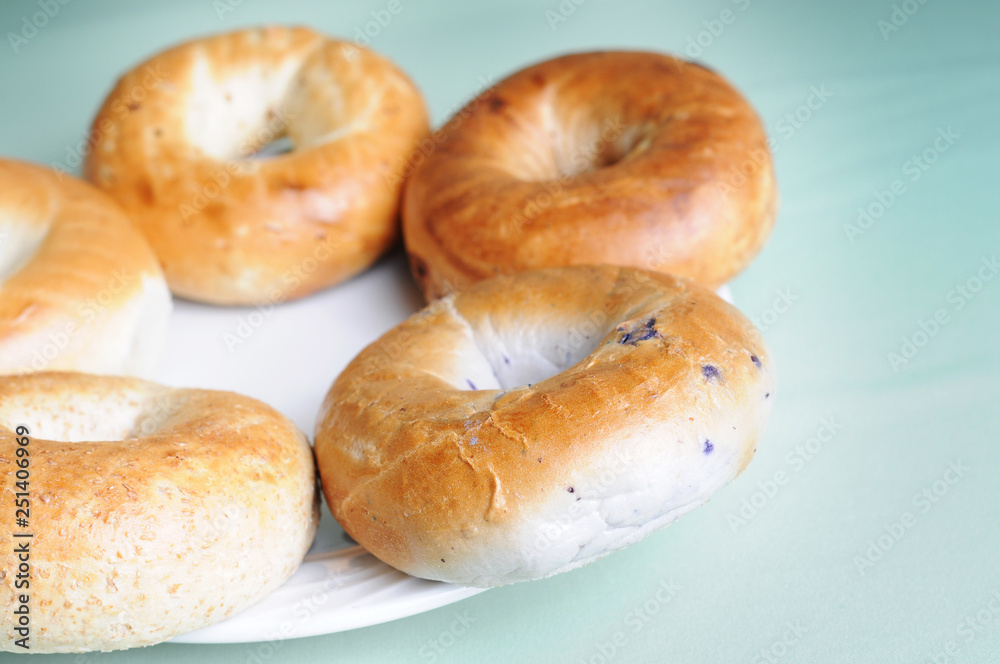 Assorted Fresh Bagels - Bakery Breakfast Food Assorted Fresh Bagels - Bakery Breakfast Food