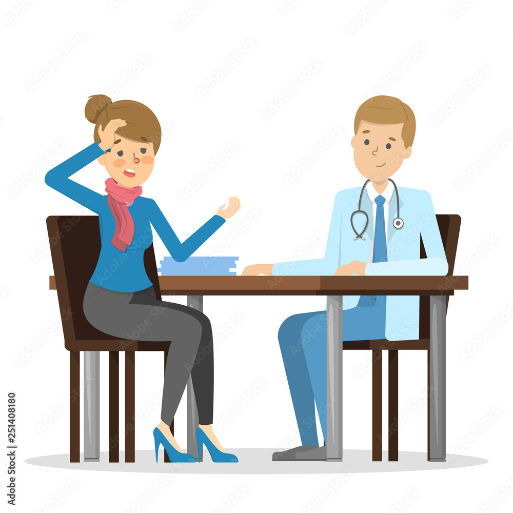 Female patient in clinic with doctor. Idea of healthcare Female patient in clinic with doctor. Idea of healthcare