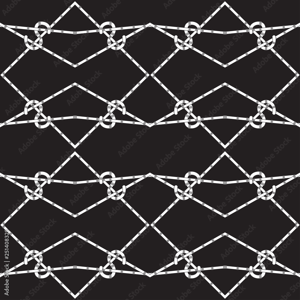 Naklejka premium Vector seamless texture with bamboo stems on black background