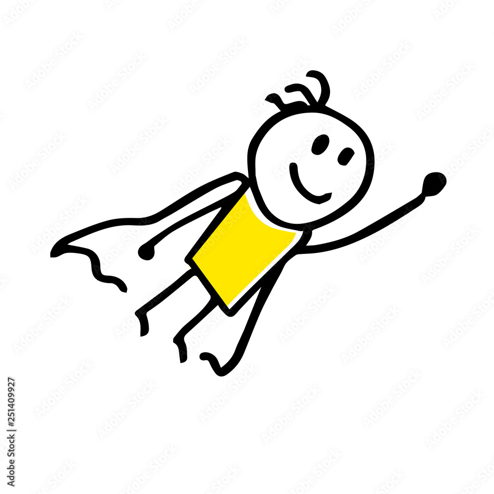 Super hero vector illustration in cartoon style. Stick figure. Stock Vector Adobe Stock