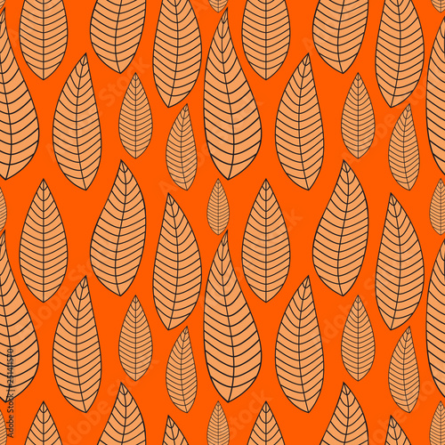 Abstract Natural Seamless Background with Leaves. Vector Illustration