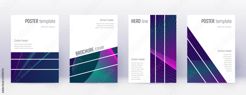 Geometric brochure design template set. Neon abstr
