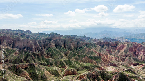 Binggou Danxia Canyon Landform. Red Sandstone Rocks in the Geopark.