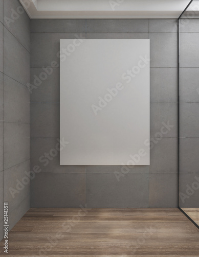 Fototapeta Naklejka Na Ścianę i Meble -  Empty tile wall and poster
