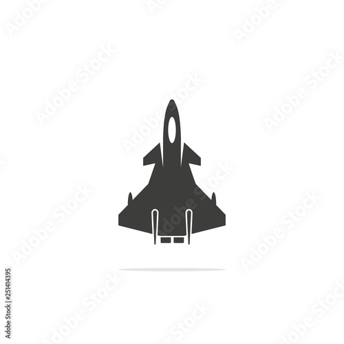 Monochrome vector illustration of a airplane icon , isolated on a white background.