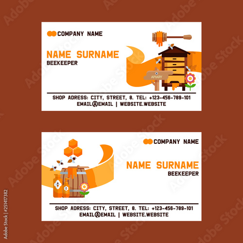 Honey sweet vector apiary farm beekeeping business card backdrop set honeymaker bee insect beeswax illustration business-card background