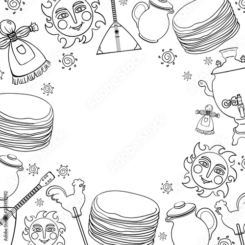 Maslenitsa line set - slavic holiday carnival.