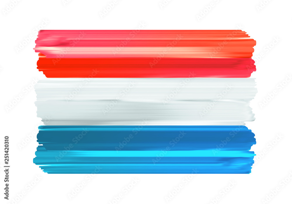 Luxembourg colorful brush strokes painted flag. Luxembourg colorful brush strokes painted flag.