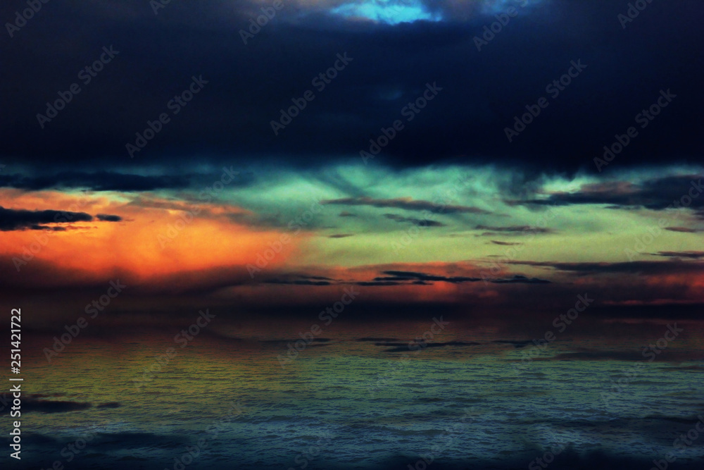 Fototapeta premium Surreal sky Interesting beautiful colors contrast Oil Painting