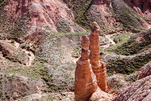 Nature Sculptures and Red Sandstone Rocks in the Geopark. photo