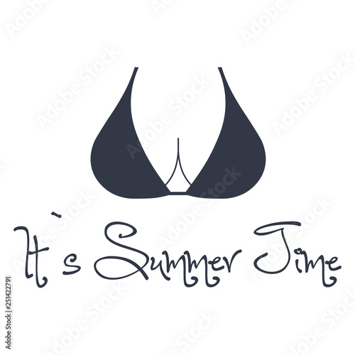 Summer poster boobs vector image.Sexy typography template isolated on white background.