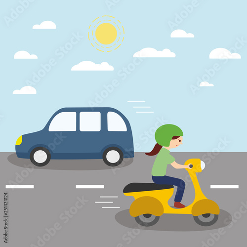 medios de transporte, carro y moto. vector