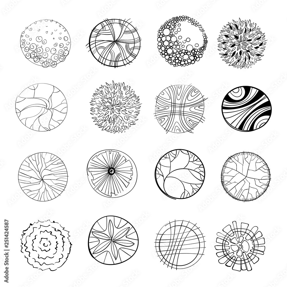 Set of Hand Drawn Trees Set of Hand Drawn Trees