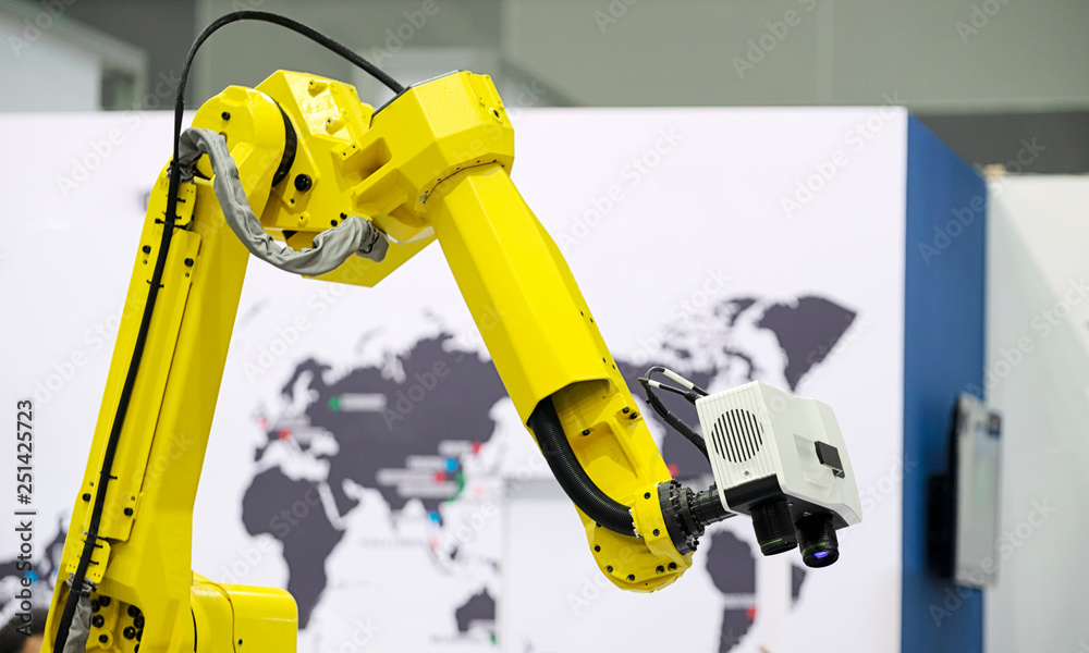 Visual inspection technology with camera on industrial robot arms for  fast,repeat and accurate inspection. Stock Photo | Adobe Stock