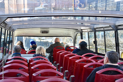 Sight from upstairs in hop on hop off bus.