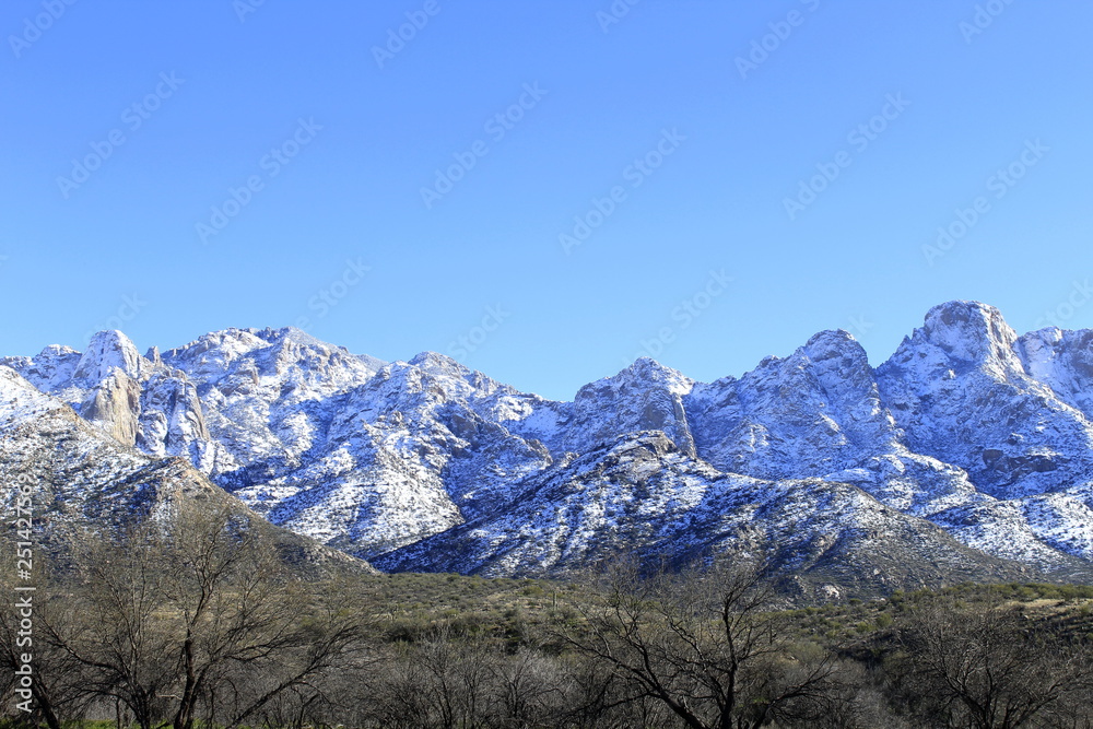 Snow covering the Catalina Mountains in Tucson, Az. 