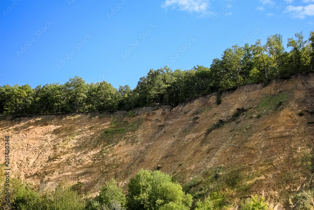 Beautiful summer landscape, sandy beach, river, blue sky Beautiful summer landscape, sandy beach, river, blue sky