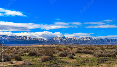 From the Mojave Desert near VIctorville, California, a winter view of the northside of the San Gabriel Mountains.