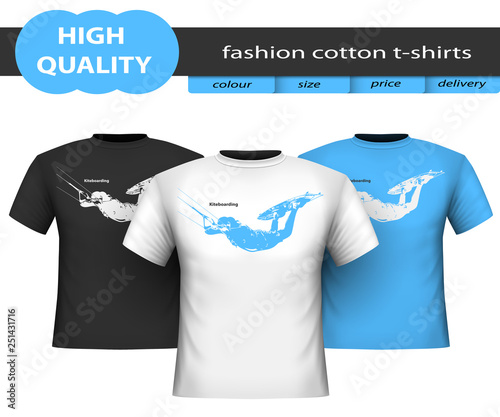 Trendy realistic cotton t-shirts  isolated on white