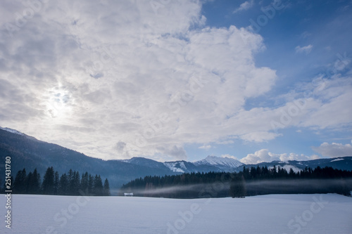 Winter view from Bad Mitterndorf to snow covered mountain Kammspitz photo