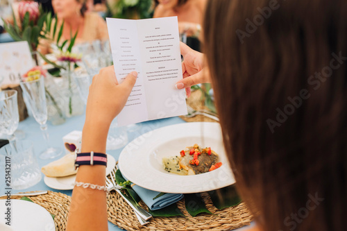 letter wedding menu guests table celebration