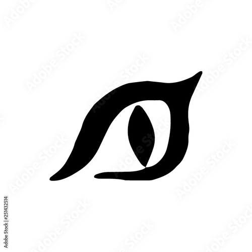 Vector hand drawn Witch and magic cat eye illustration on white background.